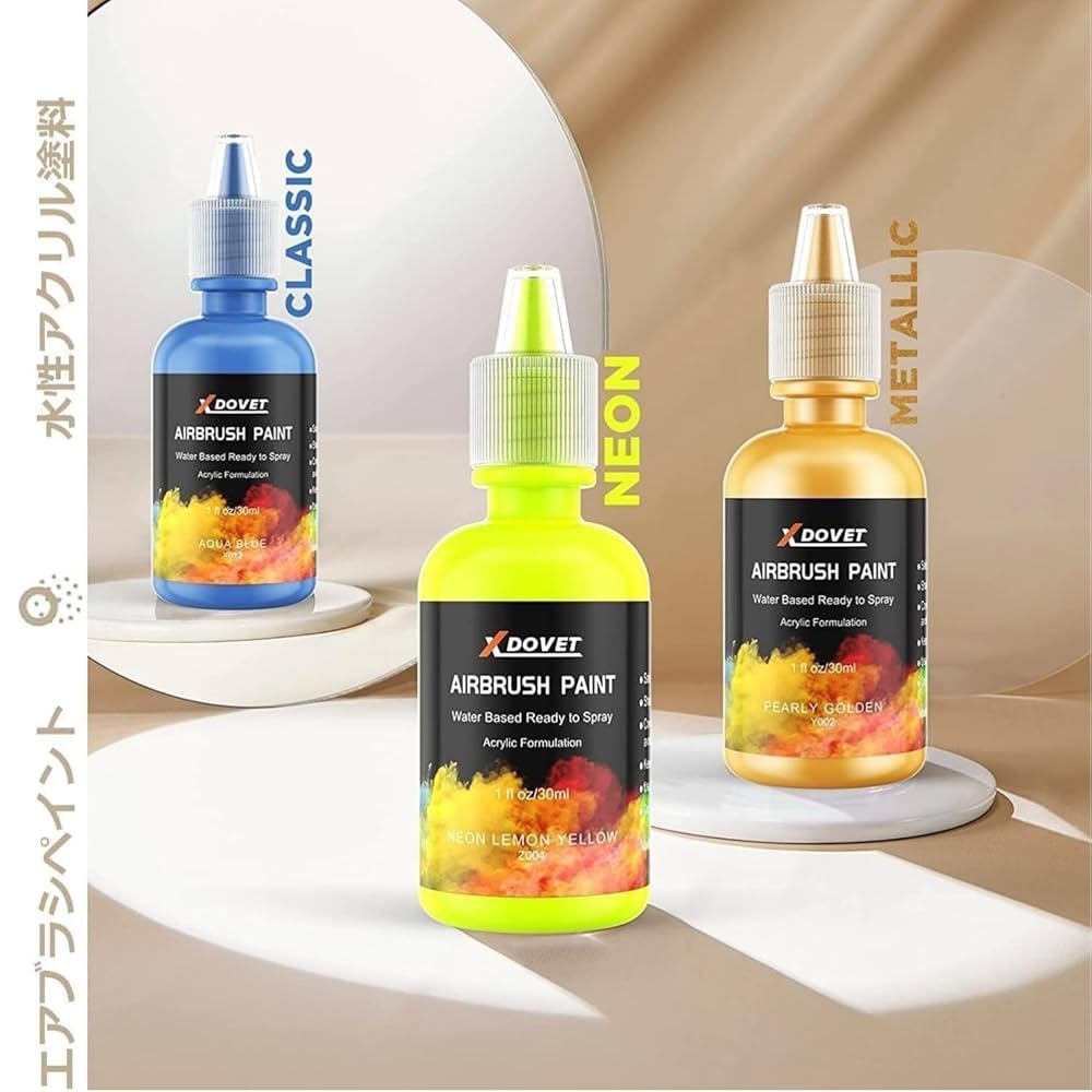 エアブラシ　塗料多数 Amazon | XDOVET エアブラシ塗料 28色 絵の具 水性アクリル塗料